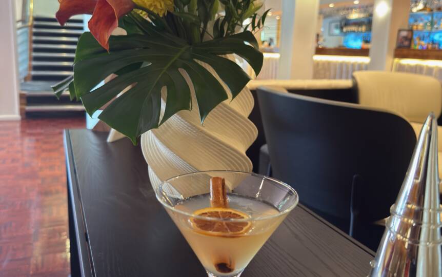 An image of a vanilla and grapefruit daquiri cocktail being served at The George hotel in Christchurch